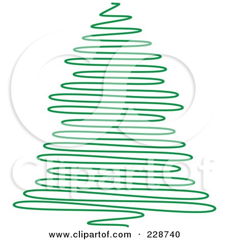 Royalty-Free (RF) Clipart Illustration of a Green Scribble Styled Christmas Tree - 5 by KJ Pargeter