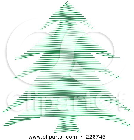 Royalty-Free (RF) Clipart Illustration of a Green Scribble Styled Christmas Tree - 3 by KJ Pargeter