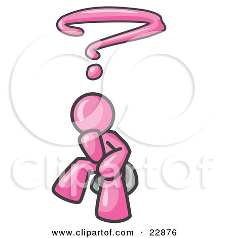 Clipart Illustration of a Confused Pink Business Man With a Questionmark Over His Head by Leo Blanchette