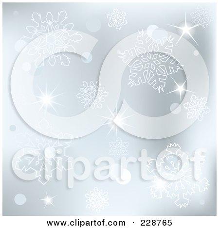 Royalty-Free (RF) Clipart Illustration of a Silver Snowflake Background by Pushkin