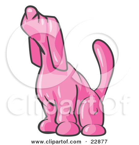 Clipart Illustration of a Pink Tick Hound Dog Howling or Sniffing the Air by Leo Blanchette