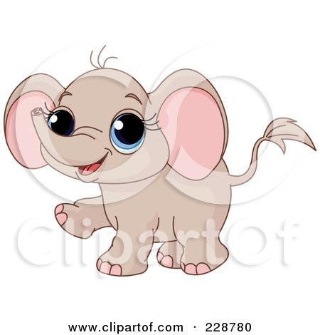 Royalty-Free (RF) Clipart Illustration of a Cute Baby Elephant Walking by Pushkin