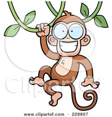 Royalty-Free (RF) Clipart Illustration of a Happy Monkey Swinging On A Vine by Cory Thoman