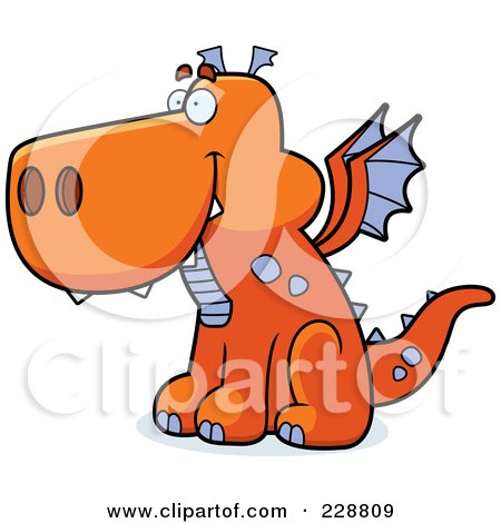 Royalty-Free (RF) Clipart Illustration of an Orange Dragon Sitting And Facing Left by Cory Thoman