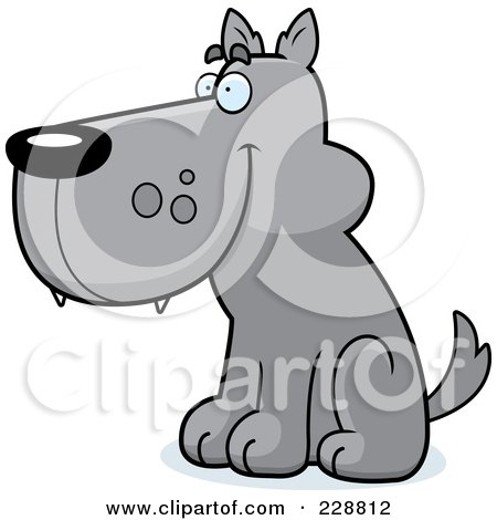 Royalty-Free (RF) Clipart Illustration of a Wolf Sitting And Facing Left by Cory Thoman