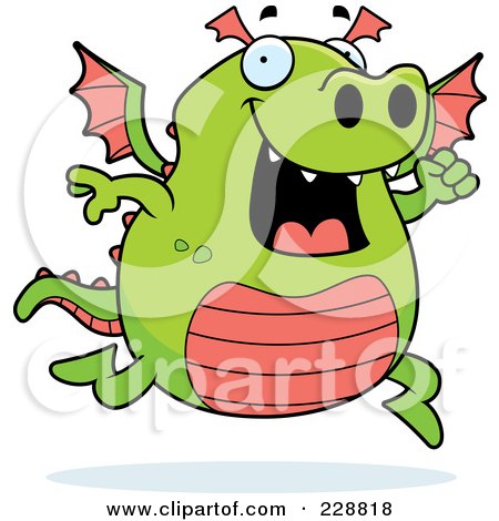 Royalty-Free (RF) Clipart Illustration of a Green Dragon Running by Cory Thoman