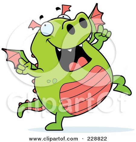 Royalty-Free (RF) Clipart Illustration of a Green Dragon Dancing by Cory Thoman