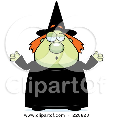 Royalty-Free (RF) Clipart Illustration of a Careless Green Witch Shrugging by Cory Thoman