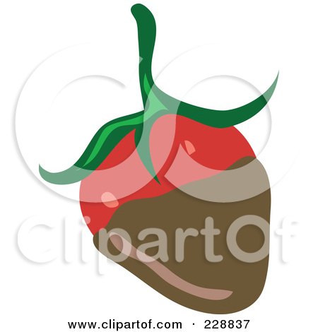 Royalty-Free (RF) Clipart Illustration of a Strawberry Dipped In Chocolate by inkgraphics