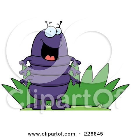 Royalty-Free (RF) Clipart Illustration of a Happy Centipede By Grass by Cory Thoman