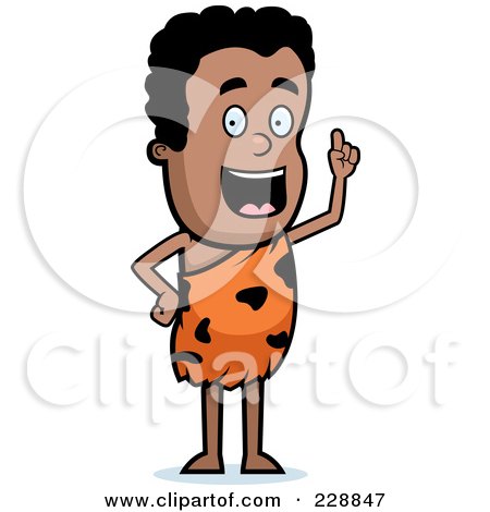 Royalty-Free (RF) Clipart Illustration of a Black Caveman With An Idea by Cory Thoman