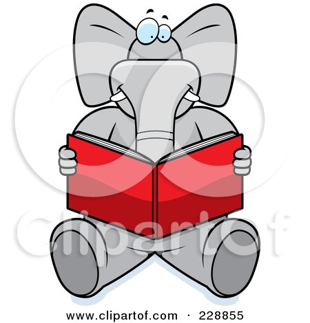 Royalty-Free (RF) Clipart Illustration of an Elephant Sitting And Reading by Cory Thoman