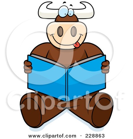 Royalty-Free (RF) Clipart Illustration of a Bull Sitting And Reading by Cory Thoman