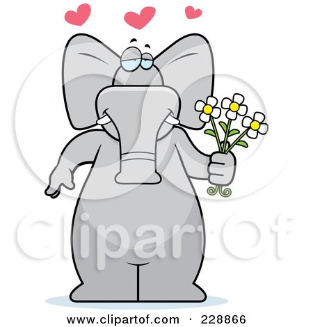 Royalty-Free (RF) Clipart Illustration of an Elephant Standing With Flowers by Cory Thoman