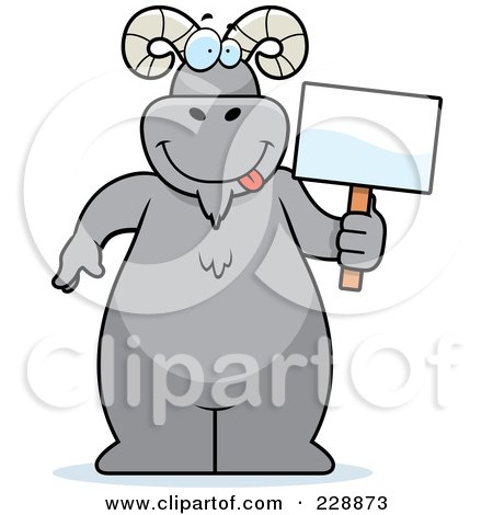 Royalty-Free (RF) Clipart Illustration of a Ram Standing And Holding A Sign by Cory Thoman