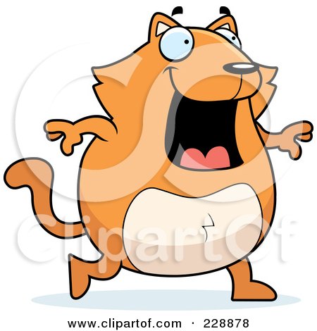 Royalty-Free (RF) Clipart Illustration of a Chubby Orange Cat Walking by Cory Thoman