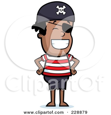 Royalty-Free (RF) Clipart Illustration of a Black Pirate Boy Grinning by Cory Thoman