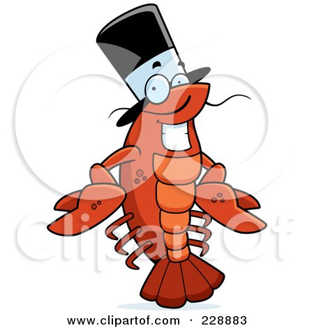 Royalty-Free (RF) Clipart Illustration of a Happy Crawfish Wearing A Top Hat by Cory Thoman