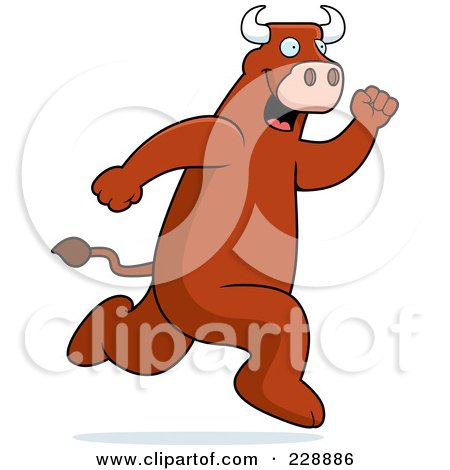 Royalty-Free (RF) Clipart Illustration of a Bull Running by Cory Thoman