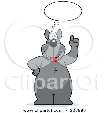 Royalty-Free (RF) Clipart Illustration of a Standing Wolf With An Idea by Cory Thoman