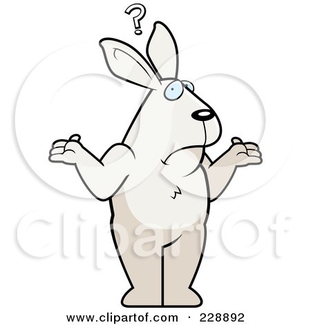Royalty-Free (RF) Clipart Illustration of a Confused Rabbit Shrugging by Cory Thoman