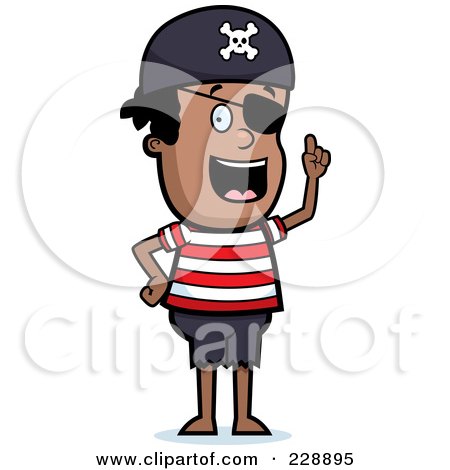 Royalty-Free (RF) Clipart Illustration of a Black Pirate Boy With An Idea by Cory Thoman