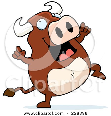 Royalty-Free (RF) Clipart Illustration of a Happy Bull Dancing by Cory Thoman