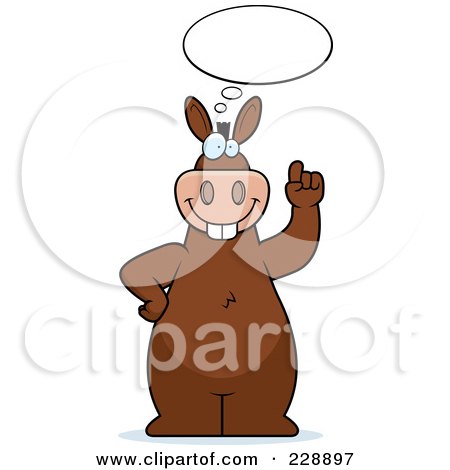 Royalty-Free (RF) Clipart Illustration of a Donkey Standing With An Idea by Cory Thoman