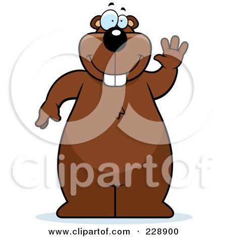 Royalty-Free (RF) Clipart Illustration of a Happy Beaver Standing And Waving by Cory Thoman