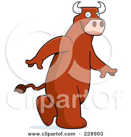 Royalty-Free (RF) Clipart Illustration of a Bull Walking by Cory Thoman
