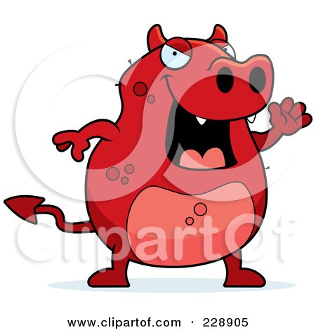 Royalty-Free (RF) Clipart Illustration of a Devil Waving by Cory Thoman