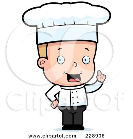 Royalty-Free (RF) Clipart Illustration of a Blond Male Toddler Chef With An Idea by Cory Thoman