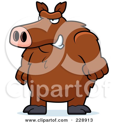 Royalty-Free (RF) Clipart Illustration of a Big Angry Boar Standing by Cory Thoman