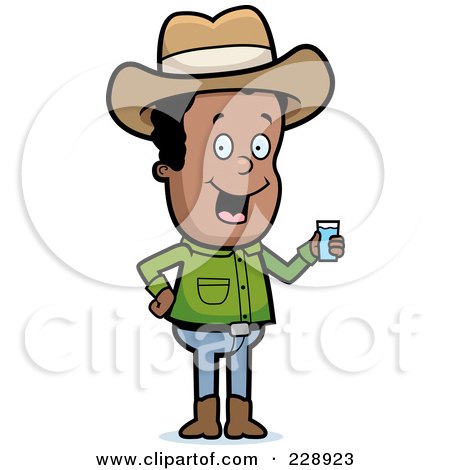 Royalty-Free (RF) Clipart Illustration of a Black Cowboy Holding A Glass Of Water by Cory Thoman