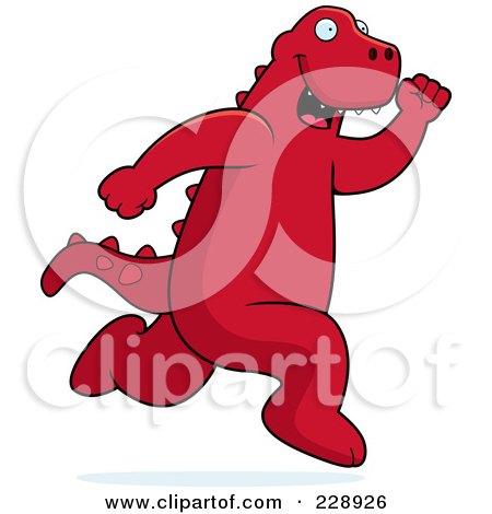 Royalty-Free (RF) Clipart Illustration of a Red Dinosaur Running by Cory Thoman