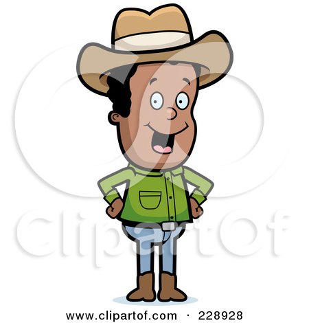 Royalty-Free (RF) Clipart Illustration of a Black Cowboy Standing With His Hands On His Hips by Cory Thoman