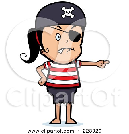 Royalty-Free (RF) Clipart Illustration of a Pirate Girl Pointing by Cory Thoman
