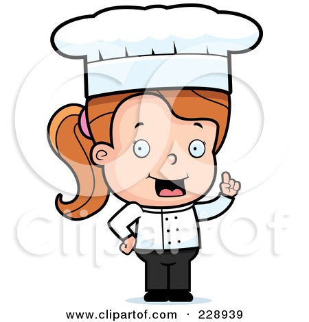 Royalty-Free (RF) Clipart Illustration of a Cute Chef Girl With An Idea by Cory Thoman