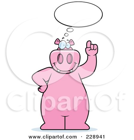 Royalty-Free (RF) Clipart Illustration of a Hippo With An Idea by Cory Thoman