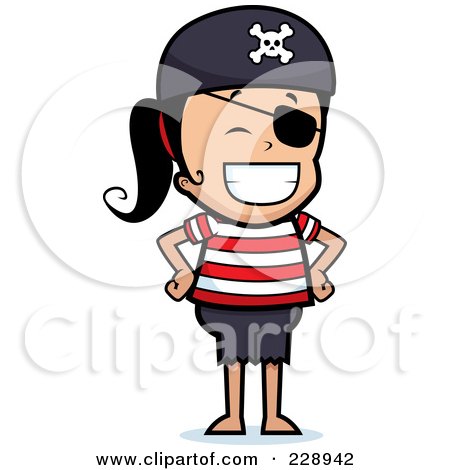 Royalty-Free (RF) Clipart Illustration of a Pirate Girl Smiling by Cory Thoman
