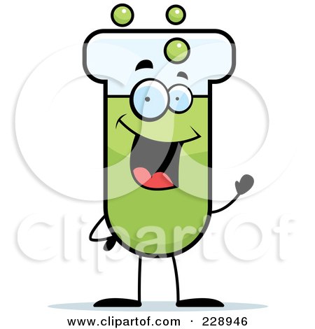Royalty-Free (RF) Clipart Illustration of a Test Tube Character Waving by Cory Thoman