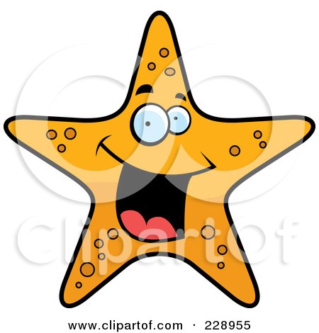 Royalty-Free (RF) Clipart Illustration of a Happy Orange Starfish by Cory Thoman