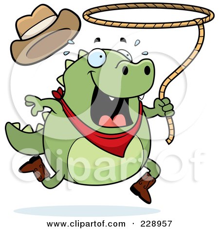 Royalty-Free (RF) Clipart Illustration of a Rodeo Lizard With A Lasso by Cory Thoman