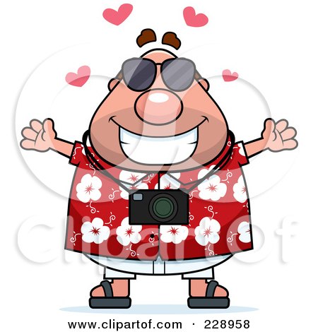 Royalty-Free (RF) Clipart Illustration of a Tourist Man With Open Arms by Cory Thoman