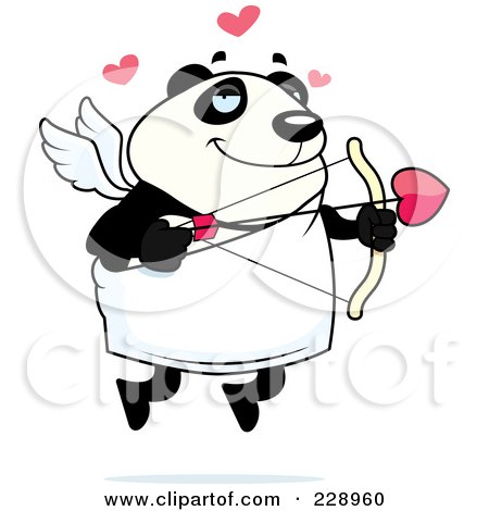 Royalty-Free (RF) Clipart Illustration of a Cupid Panda by Cory Thoman