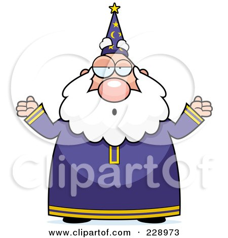 Royalty-Free (RF) Clipart Illustration of a Careless Old Wizard Shrugging by Cory Thoman