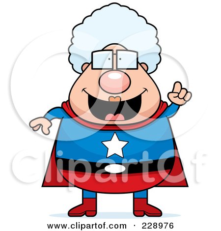 Royalty-Free (RF) Clipart Illustration of a Chubby Super Granny With An Idea by Cory Thoman