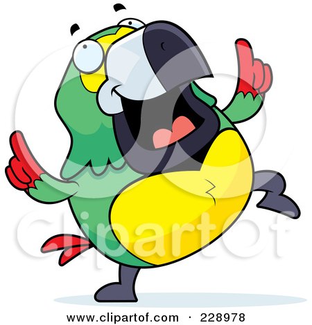 Royalty-Free (RF) Clipart Illustration of a Parrot Doing A Happy Dance by Cory Thoman