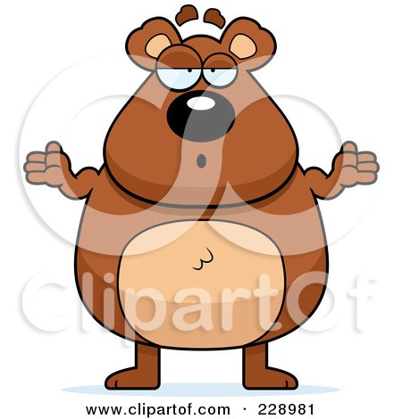 Royalty-Free (RF) Clipart Illustration of a Bear Shrugging by Cory Thoman