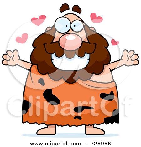 Royalty-Free (RF) Clipart Illustration of a Chubby Caveman With Open Arms by Cory Thoman